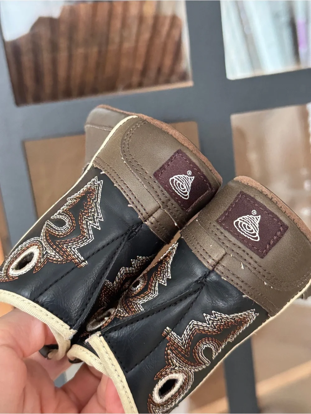Double Barrel baby cowboy boots infant bucker western velcro square toe